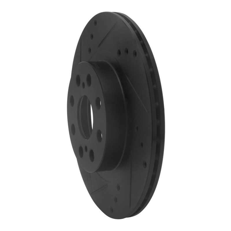 Toyota MR2 Spyder Brake Rotor (1) - Rear Left - R1 Concepts - Drilled & Slotted - Black - `00-`05